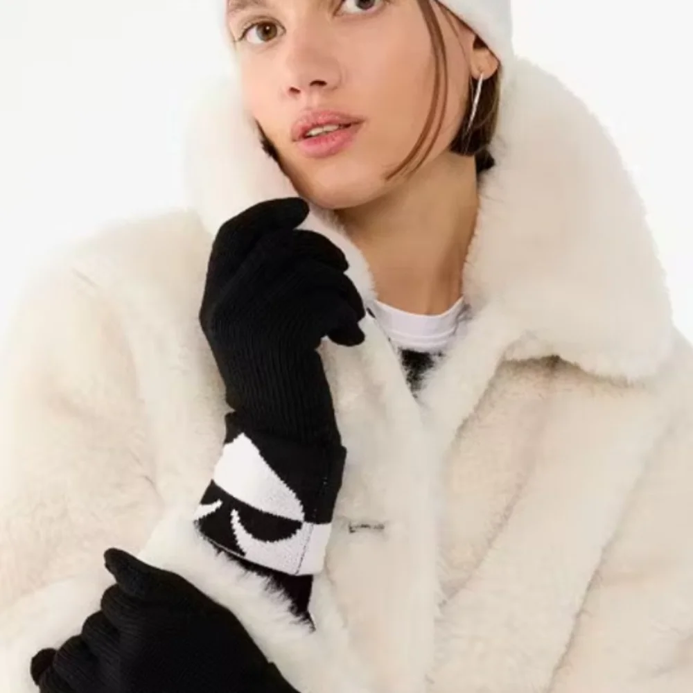 NEW IN BOX Kate Spade ♠️ Oversized Beanie & Glove Set White/Black Spade Lego